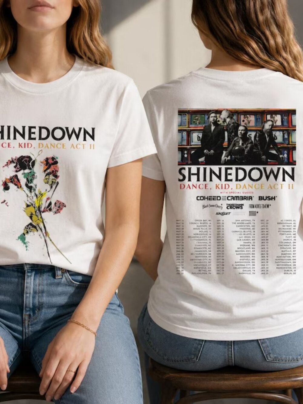 Shinedown Rock Band Shirt, 2026 Shinedown Dance Kid Dance Act II Tour T-Shirt